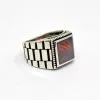 Red Faceted Cut Square Zircon Men’s Ring