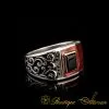 Elegance Asymmetry Silver Band Ring Red