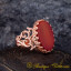 Red Yemeni Aqeeq Flat Handcraft Women Ring (Rose Gold Plated)