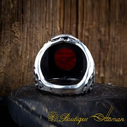 Red Yemeni Aqeeq Hasbunallahu Wa Ni’mal Wakeel Ring - Image 4