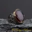 Red Zircon Classic Silver Men Ring