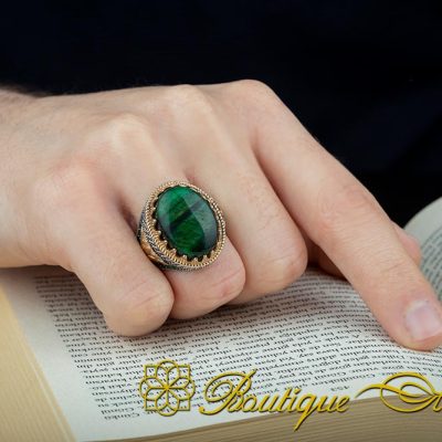 Royal Collection Green Tiger's Eye Silver Ring No:2 - Image 6