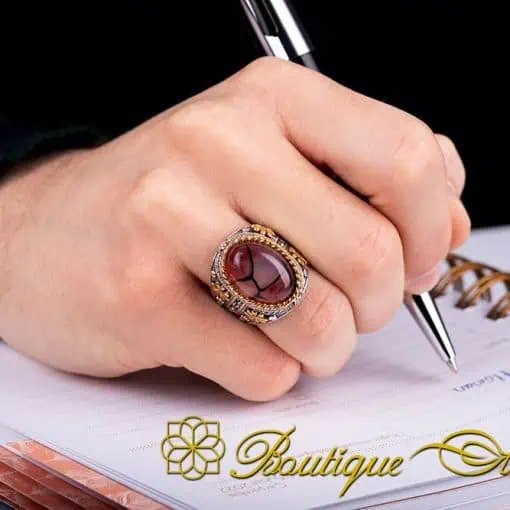 Royal Collection Rare Yemeni Aqeeq Silver Ring No:10 - Image 5