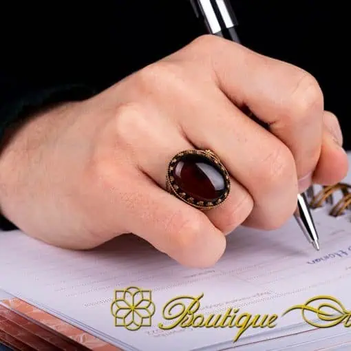Royal Collection Rare Yemeni Aqeeq Silver Ring No:7 - Image 5
