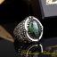 Ruby Zoisite Oval Hand Engraved Silver Ring