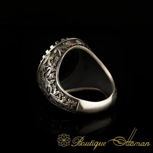 Savoy Collection Sapphire Hand Engraved Ring - Image 4