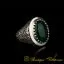 Savoy Collection Green Aqeeq Hand Engraved Ring