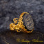 Seal Of Prophet Mohammad Black Aqeeq Handcraft Women Ring (Gold Plated)