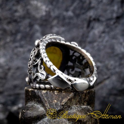 Seal Of Prophet Mohammad Yellow Aqeeq Ring - Image 4
