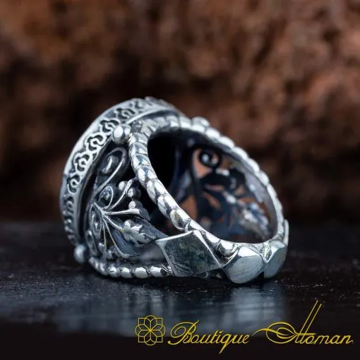 Seal Of Prophet Mohammad Black Aqeeq Ring - Image 3