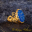 Seal Of Prophet Mohammad Blue Aqeeq Handcraft Women Ring (Gold Plated)