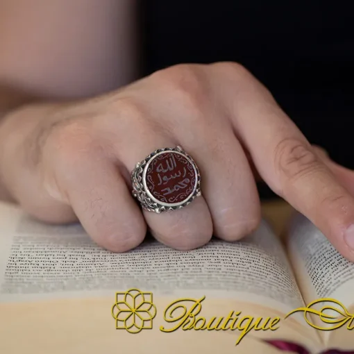 Seal Of Prophet Mohammad Red Yemeni Aqeeq Ring - Image 5