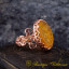 Seal Of Prophet Mohammad Yellow Aqeeq Handcraft Women Ring (Rose Gold Plated)