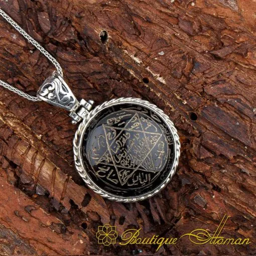 Seal Of Solomon Black Aqeeq Pendant
