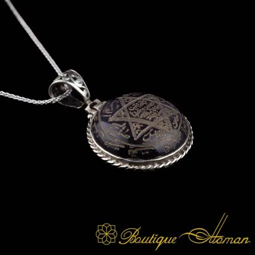 Seal Of Solomon Dark Blue Star Stone Pendant - Image 4