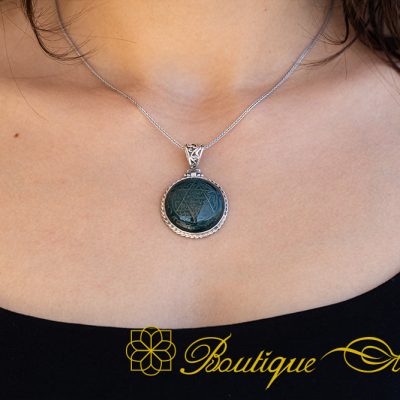 Seal Of Solomon Green Aqeeq Pendant - Image 5