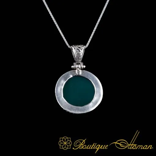 Seal Of Solomon Green Aqeeq Pendant - Image 3