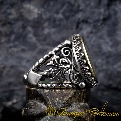 Seal Of Solomon Green Aqeeq Ring - Image 5