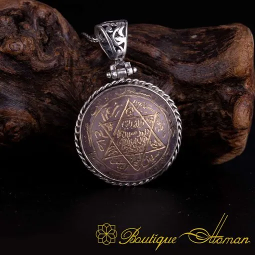 Seal Of Solomon Pink Rutilated Quartz Pendant