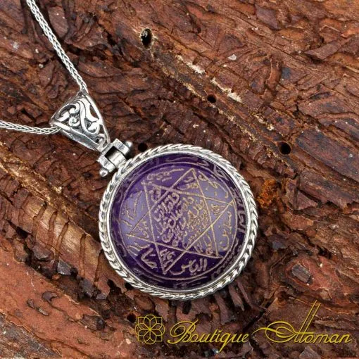 Seal Of Solomon Purple Lapis Lazuli Pendant