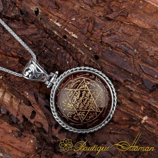 Seal Of Solomon Red Yemeni Aqeeq Pendant