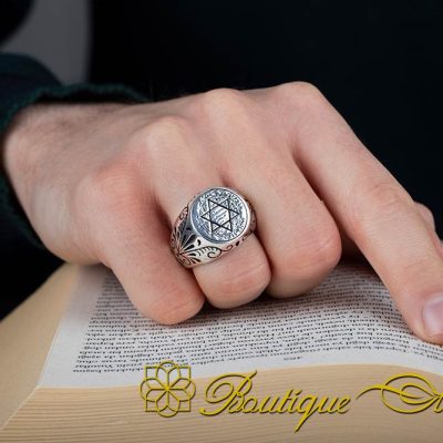 Seal of Solomon Stoneless Silver Ring - Image 5