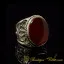 Filigree Handmade Ring with Flat Red Liver Aqeeq