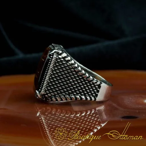 Square Tiger's Eye Classic Silver Ring - Image 3