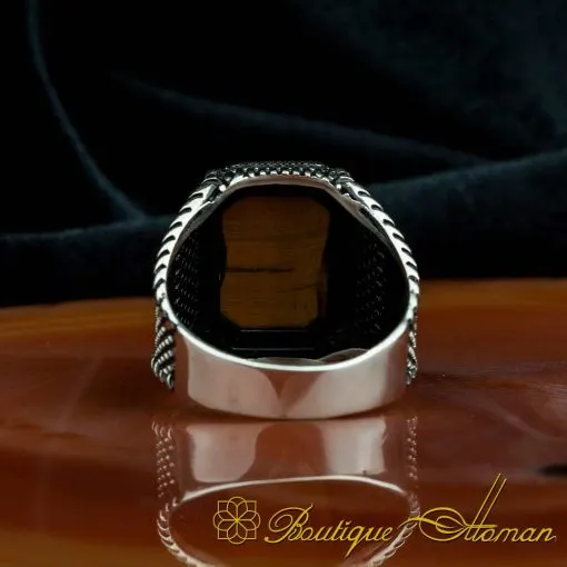 Square Tiger's Eye Classic Silver Ring - Image 4