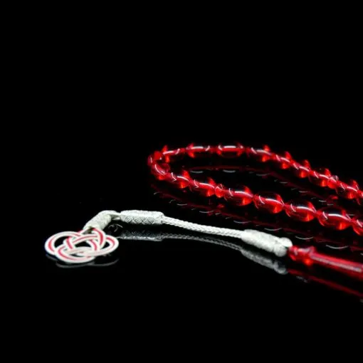 Red Amber Tasbih With 1000 ct. Silver Kazaz Tassle-TG-1011 - Image 6