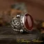 Traditional Hand Made Red Yemeni Aqeeq Silver Ring