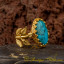 Turquoise Hand Made Women Flower Ring (Gold Plated)