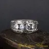 White Zircon 4 Pieces Hand Engraved Silver Band Ring