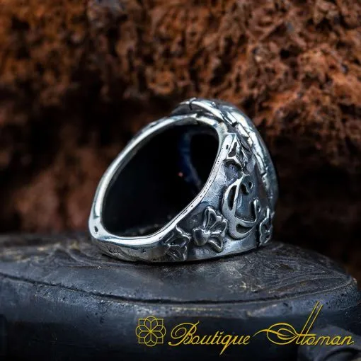 Ya Hayyu Ya Qayyum يا حي يا قيوم، Islamic Black Aqeeq Ring - Image 4