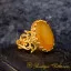 Yellow Aqeeq D Shape Handcraft Women Ring (Gold Plated)