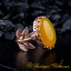 Yellow Aqeeq D Shape Hand Made Women Flower Ring (Rose Gold Plated)