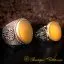 Yellow Aqeeq Handmade Women & Men Couple Rings Set