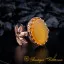 Yellow Aqeeq Hand Made Women Flower Ring (Rose Gold Plated)