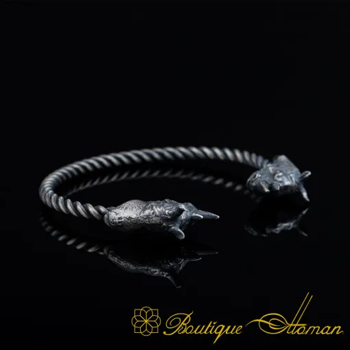 Rhino Oxidized Silver Cuff Bracelet