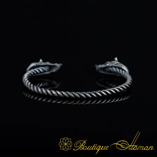 Rhino Oxidized Silver Cuff Bracelet
