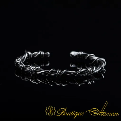 Knit Oxidized Silver Cuff Bracelet
