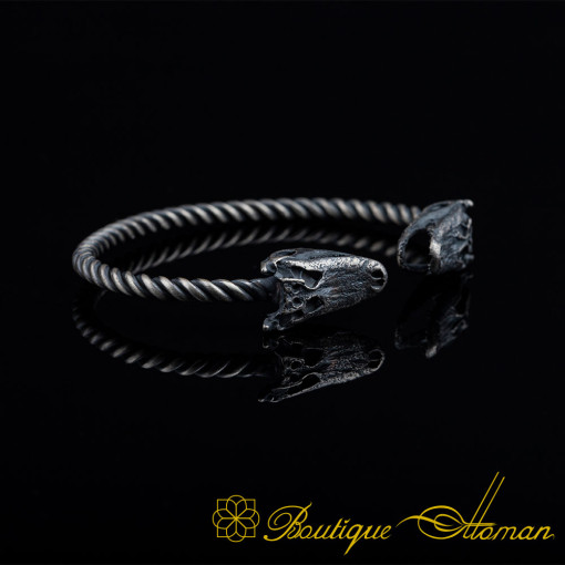 Crocodile Oxidized Silver Cuff Bracelet