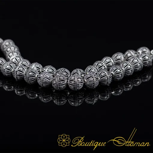 Handmade Micro Ornamented Silver Tasbih No:4