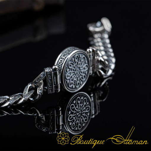 Compass Silver Rotating Chain Bracelet For Men