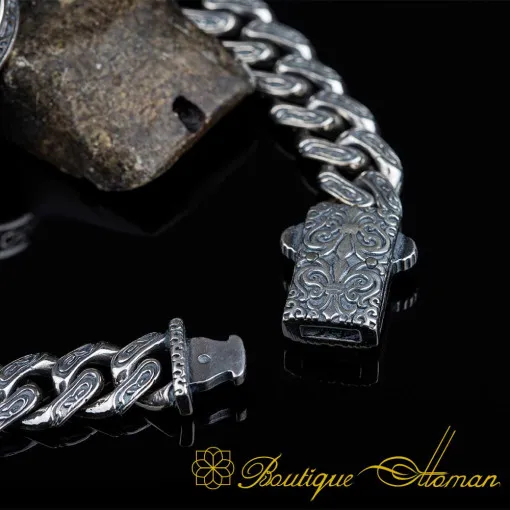 Crescent Star Silver Rotating Chain Bracelet For Men