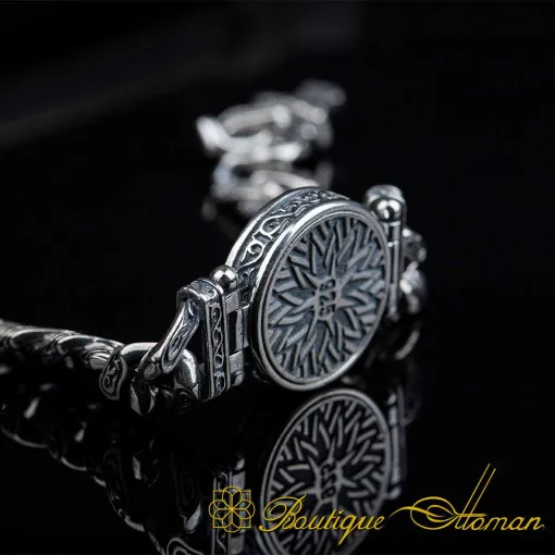 Crescent Star Silver Rotating Chain Bracelet For Men