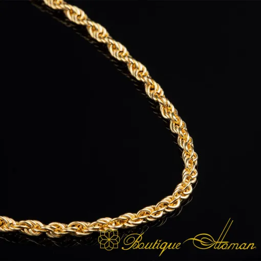 3mm Twist Gold Plated Silver Unisex Necklace