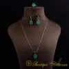 Emerald Classic Silver Jewelry Set