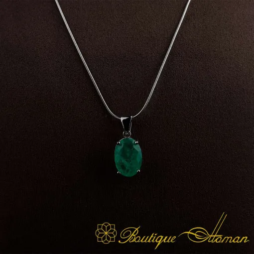 Emerald Classic Silver Jewelry Set