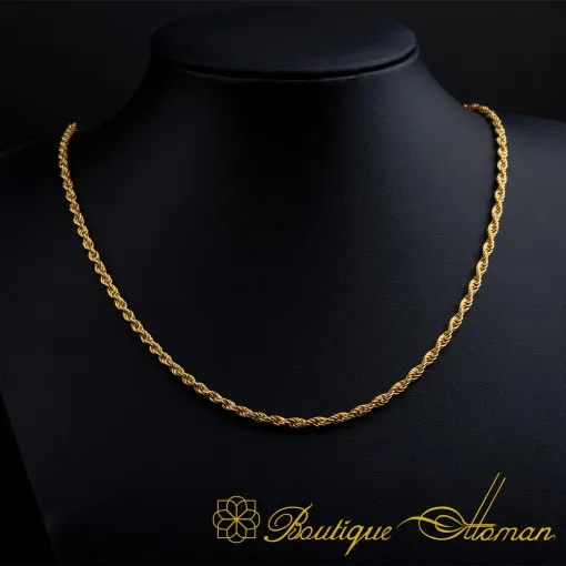 3mm Twist Gold Plated Silver Unisex Necklace